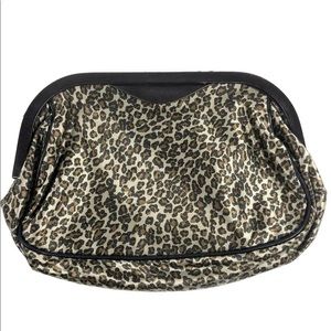 BOTTEGA VENETA Satin Leopard Brown Leather Clutch